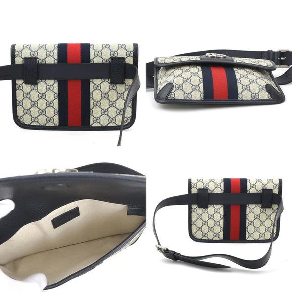 GUCCI Waist Bag Belt GG Marmont Supreme Canvas Navy Silver Men's 674081 e59275a - Picture 3 of 5